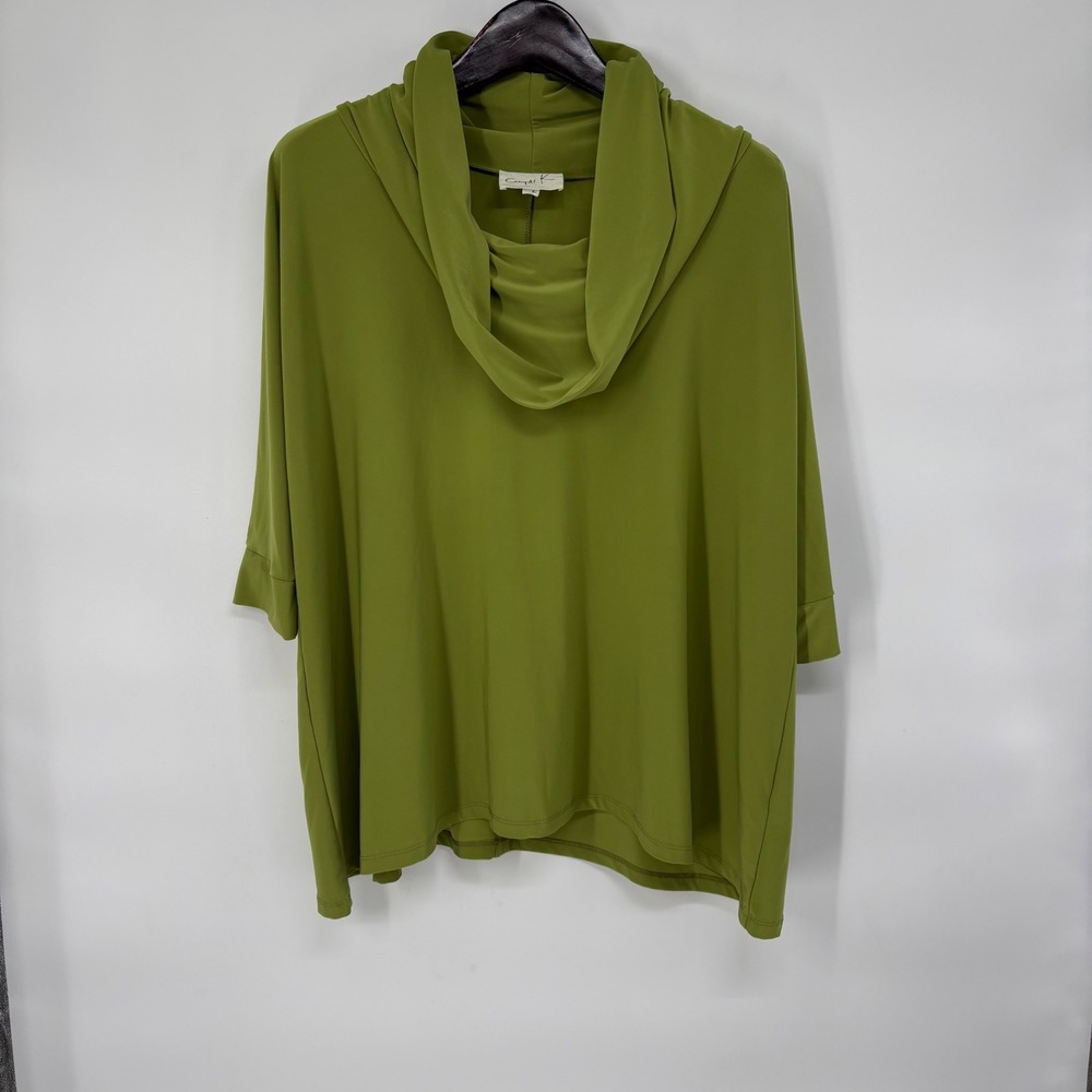 Compli K Womens‎ Olive Green Cowl Neck Tunic Top Elbow Sleeve Made in Canada L